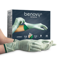 Перчатки Benovy Pro Latex PI размер 7.05, цвет натуральный/зеленый