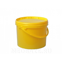 Бак 10 л для медицинских отходов, с плоской крышкой, желтый, МК-06