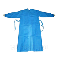 Халат стерильный, рукава на манжете, пл. 25 г/м2, длина 140 см, р-р 48-50, голубой, (КОБМ КОХ), Индикон