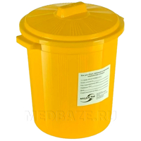 Бак 20л для медицинских отходов с крышкой, желтый, Медком