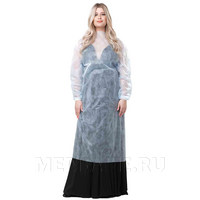 Халат, рукава на манжете, оверлок, пл. 25 г/м2, длина 140 см, р-р 52-54, GR голубой, (140280), Медбонд, 10 шт/уп