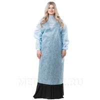 Халат, рукава на манжете, бейка, пл. 42 г/м2, длина 140 см, р-р 52-54, GR голубой, (ВИ-100080), Медбонд, 5 шт/уп