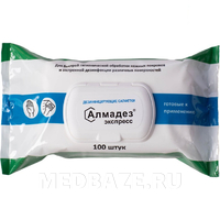 Салфетки Алмадез-Экспресс, дезинфицирующие, флоу-пак, 100 шт/уп