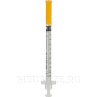 Шприц инъекционный инсулиновый 3-х комп. одноразовый KD-Ject 1 мл 30G 0.30*8 мм U100, с иглой (870549R), KDM, 100 шт/уп