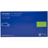 Перчатки нитриловые PF Nitrylex Protect, размер S, текстурированные, 50 пар/уп