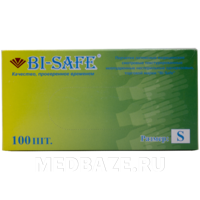 Перчатки латексные Bi-Safe, размер S, неопудренные, 50 пар/уп