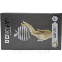 Перчатки латексные Benovy, размер М, неопудренные (B107K3), 50 пар/уп