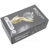 Перчатки латексные Benovy, размер М, неопудренные (B107K3), 50 пар/уп