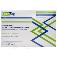 Пакет для стерилизации самоклеющийся (пленка) 300*450 мм, EuroType, 200 шт/уп