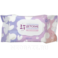 Салфетки влажные детские Joy, без запаха, 120 шт/уп