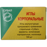 Игла акупунктурная с направителем одноразовая 0.30*30 мм, с ручкой из стали, Субал, 100 шт/уп