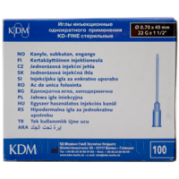 Игла инъекционная 22G 0.70*40 мм, KD-Fine, 100 шт/уп