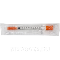 Шприц инъекционный инсулиновый 3-х комп. одноразовый 1 мл 29G 0.33*13 мм U100, с интегрированной иглой, (1310303), Vogt Medical, 100 шт/уп