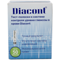 Тест полоски Диаконт на глюкозу, Биотек Ко, 50 шт/уп