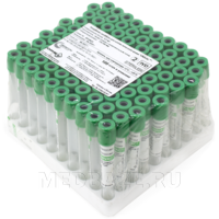 Пробирка вакуумная с литий гепарином 5.5 мл, 13*100 мм, с гелем (13100.5.5ЛГГ), Univac, 100 шт/уп