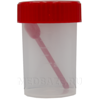 Контейнер для кала, 60 мл, нестерильный, с ложкой, (SCP-6202) Пластилаб