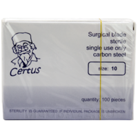 Лезвие Certus размер 10 стерильное одноразовое из углеродистой стали, 100 шт/уп