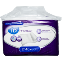 Пеленка впитывающая ID Protect, 40*60 см, Ontex, 30 шт/уп