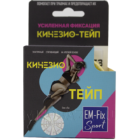 Бинт кинезиотейп, желтый, 5 см*5 м, EM-Fix Sport, Евромед