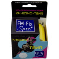 Бинт кинезиотейп, желтый, 5 см*5 м, EM-Fix Sport, Евромед