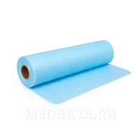 СМС простыни в рулоне, плотность 15 г/м2, 70*200 см, голубой, (12283), Белая линия, 100 шт/рулон