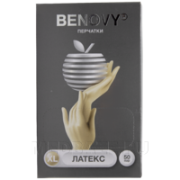 Перчатки латексные Benovy, размер XL, неопудренные, 50 пар/уп