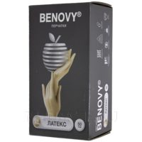 Перчатки латексные Benovy, размер XL, неопудренные, 50 пар/уп
