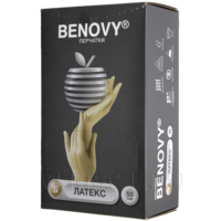 Перчатки латексные Benovy, размер S, неопудренные (B107K3), 50 пар/уп