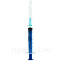 Шприц инъекционный 3-х комп. одноразовый 2 мл 23G 0.63*32 мм, MedAim, 100 шт/уп