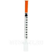 Шприц инъекционный инсулиновый 3-х комп. одноразовый 1 мл 30G 0.30*8 мм U100, BD Micro Fine Plus, 100 шт/уп