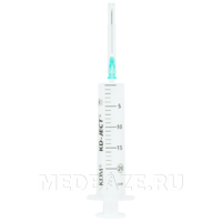 Шприц инъекционный 2-х комп. одноразовый 20 мл 21G 0.80*40 мм, с иглой (820223R), KD-Ject, 100 шт/уп
