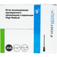 Игла инъекционная Vogt Medical 0.80*40 мм 21G 100 шт/уп зеленый