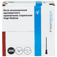 Игла инъекционная, 0.45*13 мм, 26G, Vogt Medical, 100 шт/уп
