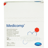 Салфетка нетканая Medicomp 7,5*7,5 см, 50 шт/уп, стерильная