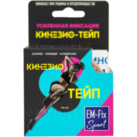 Бинт кинезиотейп, бежевый, 5 см*5 м, EM-Fix Sport, Евромед