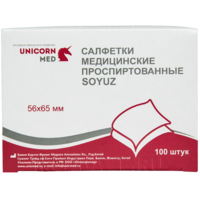 Салфетка спиртовая, для инъекций, этиловый спирт, 5.6*6.5 см, (СП11-12), UM, 100 шт/уп