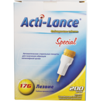Ланцет для взятия капиллярной крови (лезвие) Acti-lance Special G17 2 мм, желтый (12010814), Acti-lance, 200 шт/уп