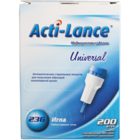 Ланцет для взятия капиллярной крови (лезвие) Acti-lance Universal G23 1.8 мм, (12010815), 200 шт/уп, синий,