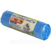 Пакет для мусора 60 л 60*80 см, 30 шт/уп, 10мкм, синий