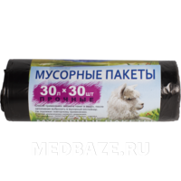 Пакет для мусора особопрочный, 50*60 см, 30 л, черный, 30 шт/рулон