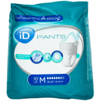 Подгузники-трусы для взрослых ID PANTS размер M, 10 шт/уп