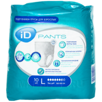 Подгузники-трусы для взрослых ID PANTS размер L, 10 шт/уп