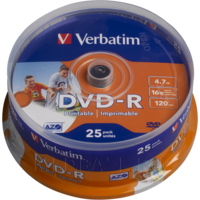 Диск DVD-R Verbatim 4.7 Gb 16х (43538, 84132), 25 шт/уп