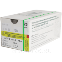 Фторэкс плетеный L 75 см 5/0 (М1) с иглой колющей HR-20, зеленый, Линтекс, 25 шт/уп
