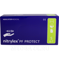 Перчатки нитриловые PF Nitrylex Protect, размер S, текстурированные, 100 пар/уп