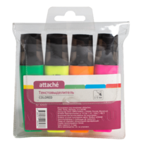 Маркер-текстовыделитель Attache Colored 1-5 мм, набор 4 цвета (629205)