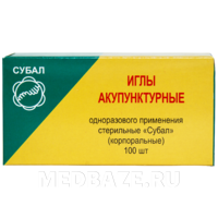 Игла акупунктурная с направителем, одноразовая, с ручкой из стали, 0.30*40 мм, Субал