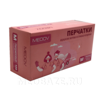 Перчатки нитриловые MEDOV, размер М, 100 пар/уп, голубые
