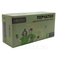 Перчатки нитриловые MEDOV, размер S, 100 пар/уп, голубые
