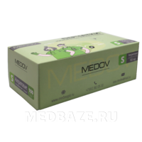Перчатки нитриловые MEDOV, размер S, 100 пар/уп, голубые